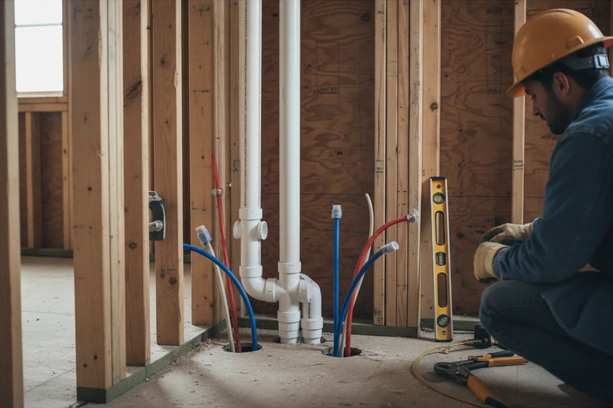 Drain and supply rough-in during Leak Detection in Berthoud