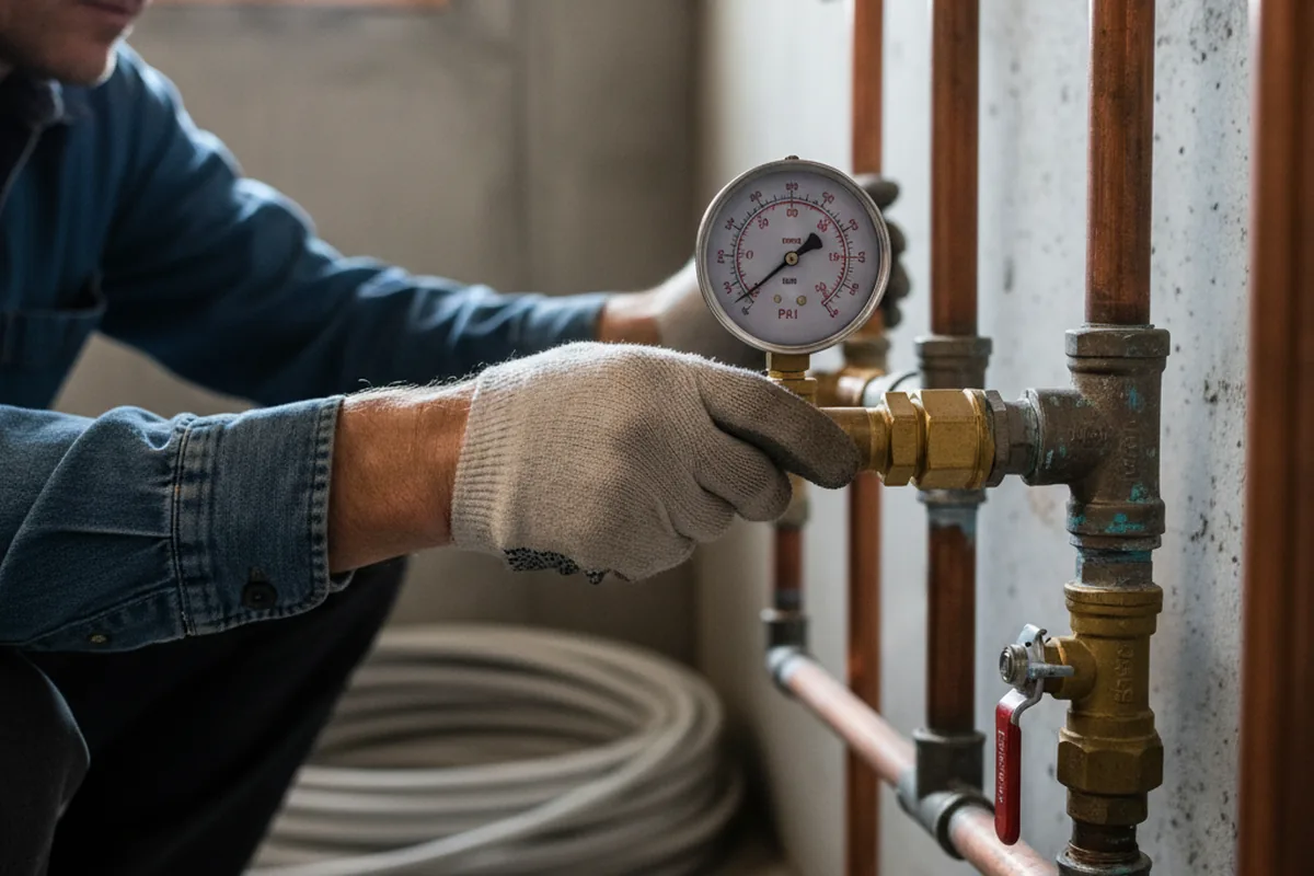 Pressure testing a repaired line during Water Line Repair in Berthoud